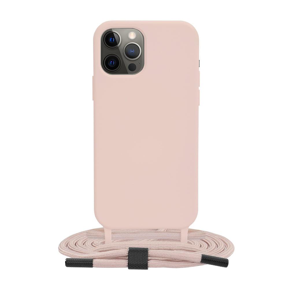 Husa silicon cu snur Crossbody Lanyard - Apple iPhone 12 Pro Max - Pink - StarMobile.ro - Modă pentru telefon