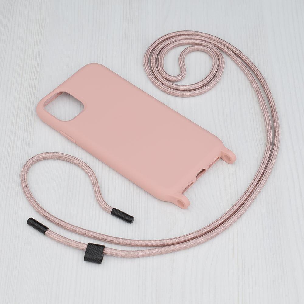 Husa silicon cu snur Crossbody Lanyard - Apple iPhone 12 Pro Max - Pink - StarMobile.ro - Modă pentru telefon