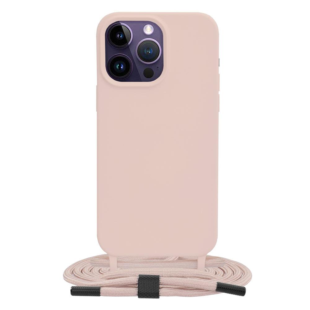 Husa silicon cu snur Crossbody Lanyard - Apple iPhone 14 Pro - Pink - StarMobile.ro - Modă pentru telefon