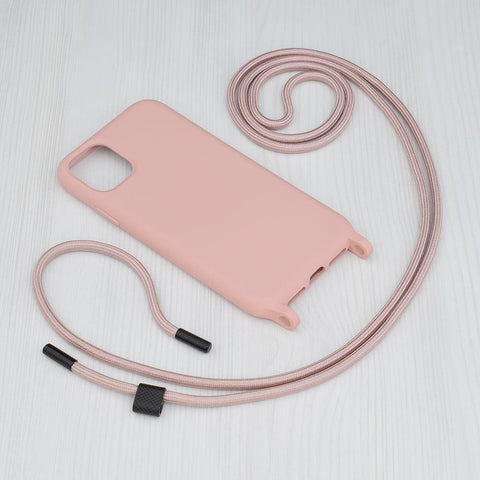 Husa silicon cu snur Crossbody Lanyard - Apple iPhone 14 Pro - Pink - StarMobile.ro - Modă pentru telefon
