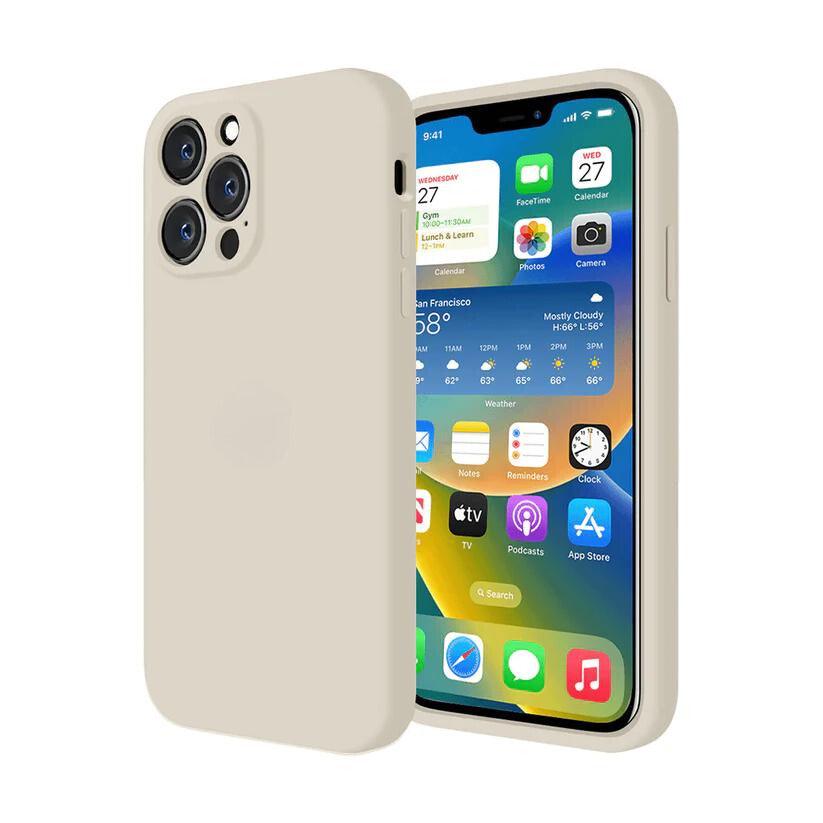 Husa Silicon Interior Microfibra Antique White Full Camera Apple iPhone 15 - StarMobile.ro - Modă pentru telefon