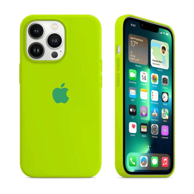 Husa Silicon Interior Microfibra Crazy Green Apple iPhone 14 Pro Max - StarMobile.ro - Modă pentru telefon