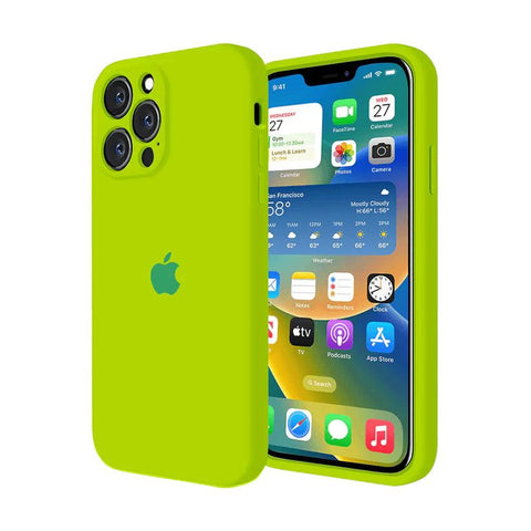 Husa Silicon Interior Microfibra Crazy Green Full Camera Apple iPhone 13 Pro Max - StarMobile.ro - Modă pentru telefon