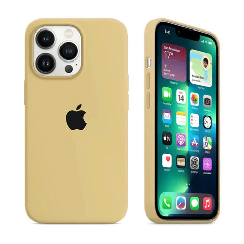 Husa Silicon Interior Microfibra Gold Apple iPhone 14 - StarMobile.ro - Modă pentru telefon