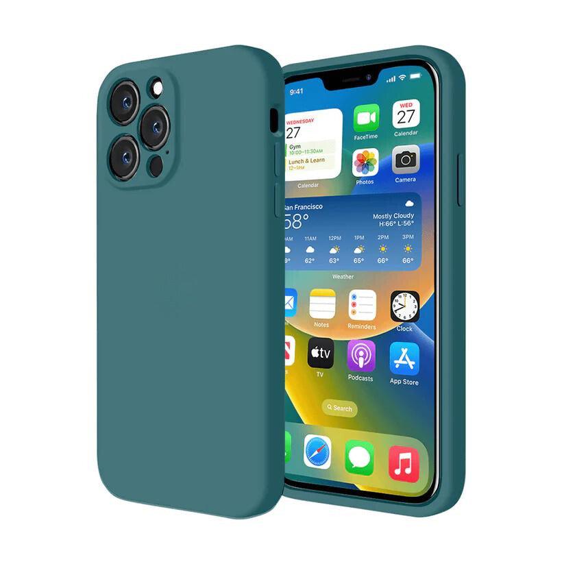Husa Silicon Interior Microfibra Pine Green Full Camera Apple iPhone 14 - StarMobile.ro - Modă pentru telefon