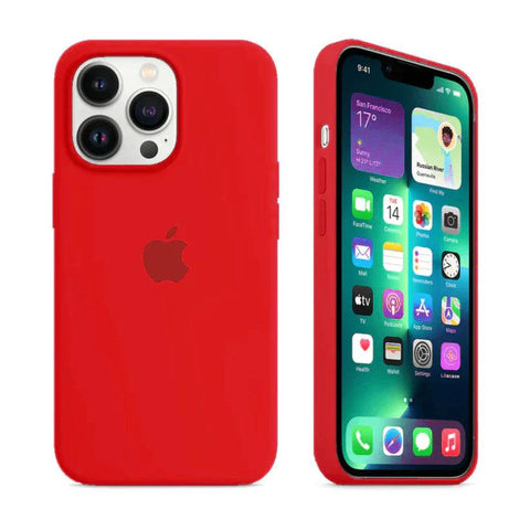 Husa Silicon Interior Microfibra Red Apple iPhone 15 Pro - StarMobile.ro - Modă pentru telefon