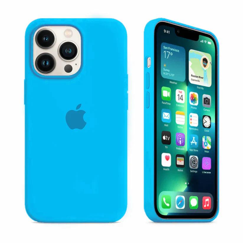 Husa Silicon Interior Microfibra Surf Blue Apple iPhone 13 Pro - StarMobile.ro - Modă pentru telefon
