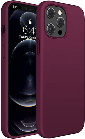 Husa Silicon Catifelat Cu Interior Microfibra, Burgundy Apple iPhone 12 Pro Max - StarMobile.ro - Modă pentru telefon