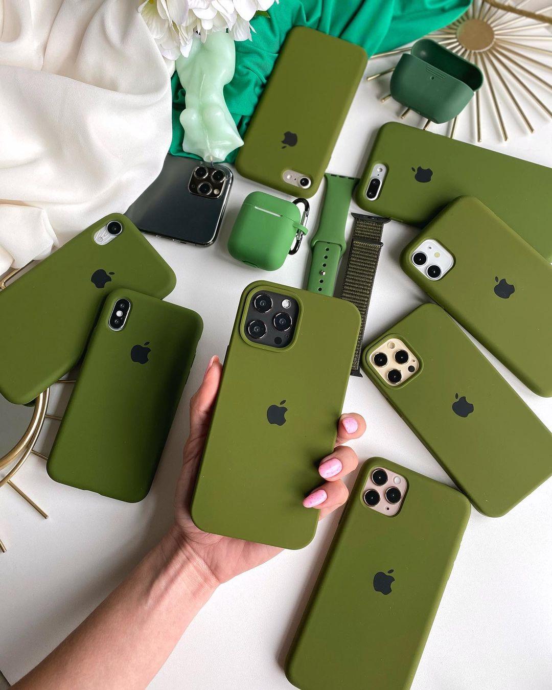 Husa Silicon Interior Microfibra Army Green Apple iPhone 13 Pro Max - StarMobile.ro - Modă pentru telefon