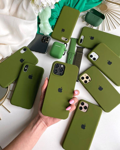 Husa Silicon Interior Microfibra Army Green Apple iPhone 14 Pro Max - StarMobile.ro - Modă pentru telefon