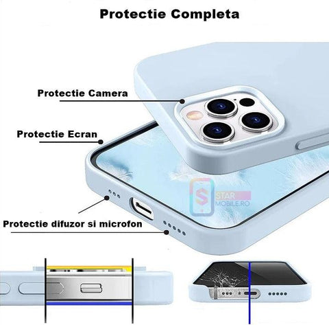 Husa Silicon Interior Microfibra Sea Blue Apple iPhone 14 Pro Max - StarMobile.ro - Modă pentru telefon