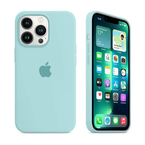 Husa Silicon Interior Microfibra Sea Blue Apple iPhone 14 - StarMobile.ro - Modă pentru telefon