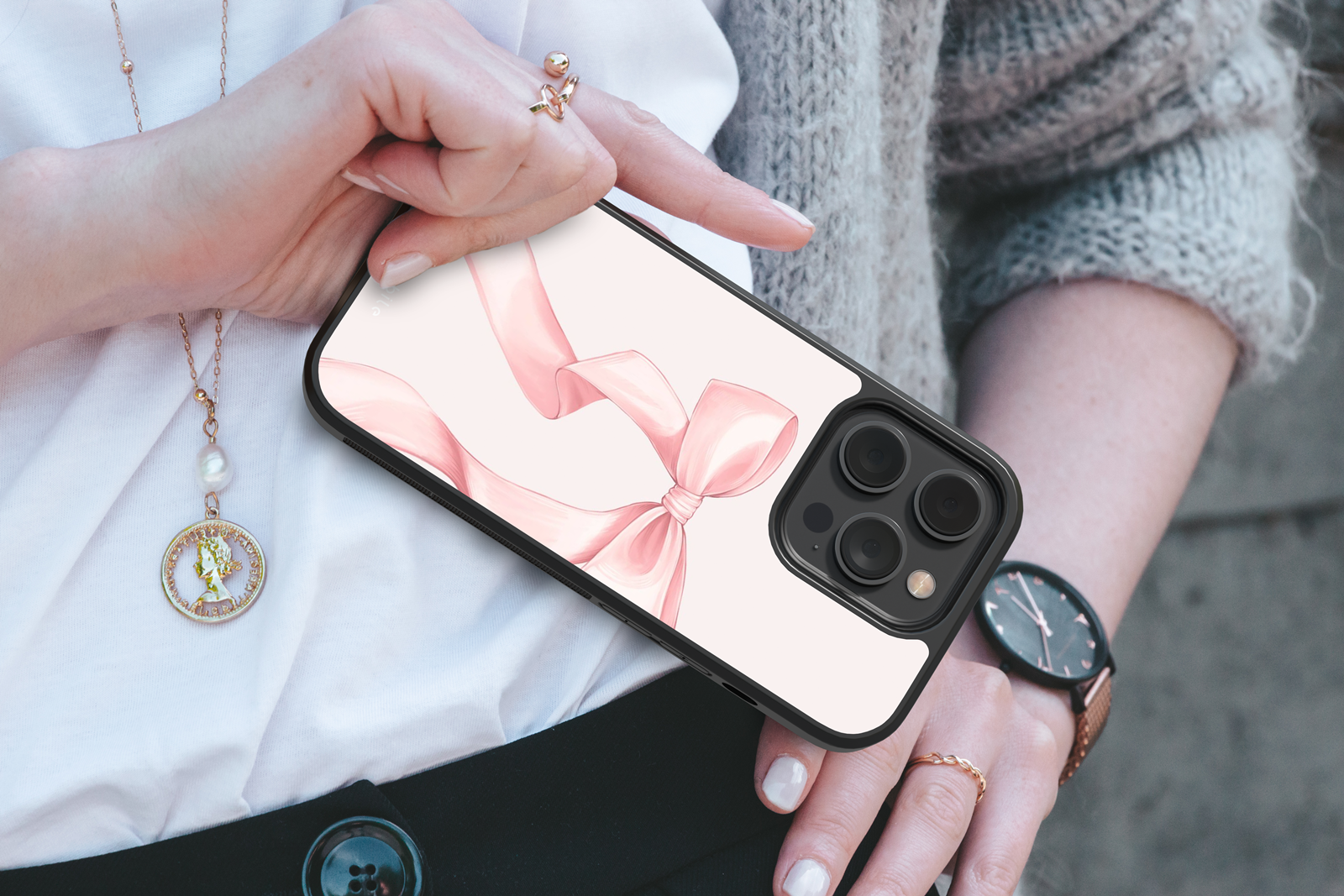 Husa Pink Bow Apple iPhone Impact Ultra