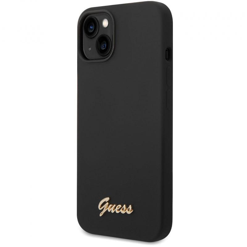 Husa Guess Silicone Liquid Metal Apple iPhone 14 Black - StarMobile.ro - Modă pentru telefon