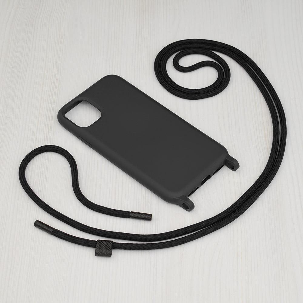 Husa silicon cu snur Crossbody Lanyard - Apple iPhone 11 - Black - StarMobile.ro - Modă pentru telefon