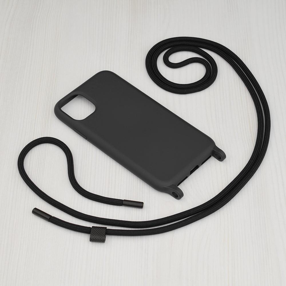 Husa silicon cu snur Crossbody Lanyard - Apple iPhone 11 - Black - StarMobile.ro - Modă pentru telefon