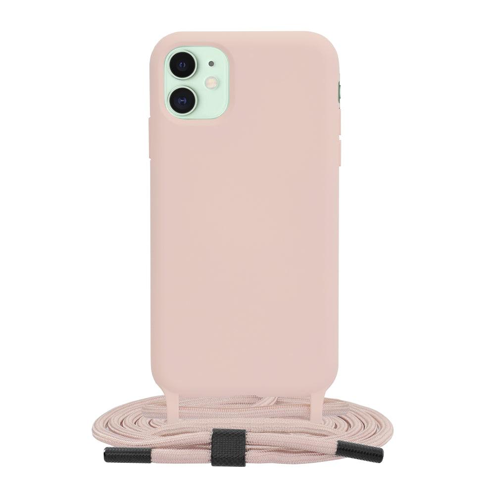 Husa silicon cu snur Crossbody Lanyard - Apple iPhone 11 - Pink - StarMobile.ro - Modă pentru telefon