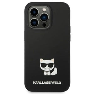 Husa Karl Lagerfeld Liquid Silicone Outline Choupette Body Logo pentru Apple iPhone 14 Pro Max Black - StarMobile.ro - Modă pentru telefon