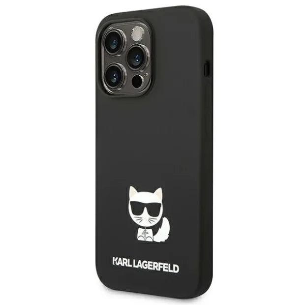 Husa Karl Lagerfeld Liquid Silicone Outline Choupette Body Logo pentru Apple iPhone 14 Pro Max Black - StarMobile.ro - Modă pentru telefon