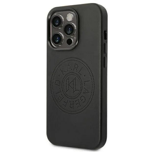 Husa Piele Karl Lagerfeld PU Leather Perfortated Logo pentru iPhone 14 Pro Max Black - StarMobile.ro - Modă pentru telefon